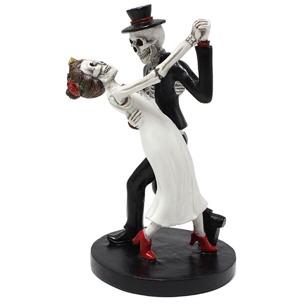 thumbnail image 2 of Estatuilla de boda de calavera de resina de Halloween suministros decorativos para fiestas y festivales espeluznantes, 2 of 2