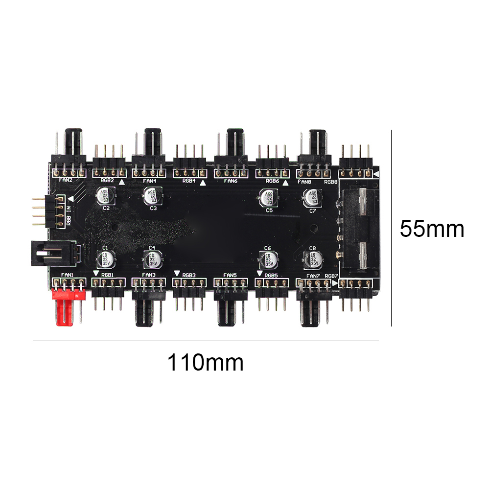 thumbnail image 2 of Divisor multidireccional de 1 a 8 RGB PWM HUB 12V/4 pines para placa base del ventilador (4D), 2 of 9