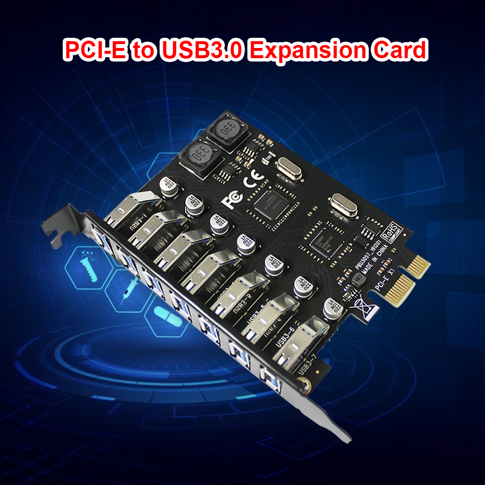 thumbnail image 3 of Tarjeta de expansión USB PCI-E Adaptador HUB PCI Express USB 3.0 de 7 puertos de alta velocidad, 3 of 8
