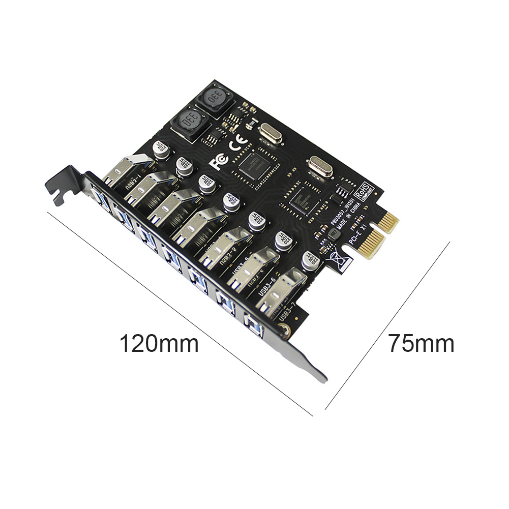 thumbnail image 2 of Tarjeta de expansión USB PCI-E Adaptador HUB PCI Express USB 3.0 de 7 puertos de alta velocidad, 2 of 8