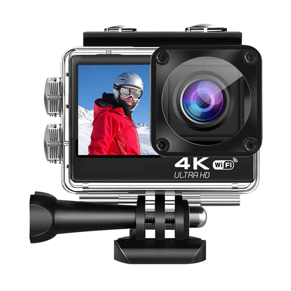 thumbnail image 1 of Cámara de vídeo impermeable con cámara deportiva 4K 30FPS 16MP WiFi pantalla dual de 20+14 pulgadas, 1 of 9