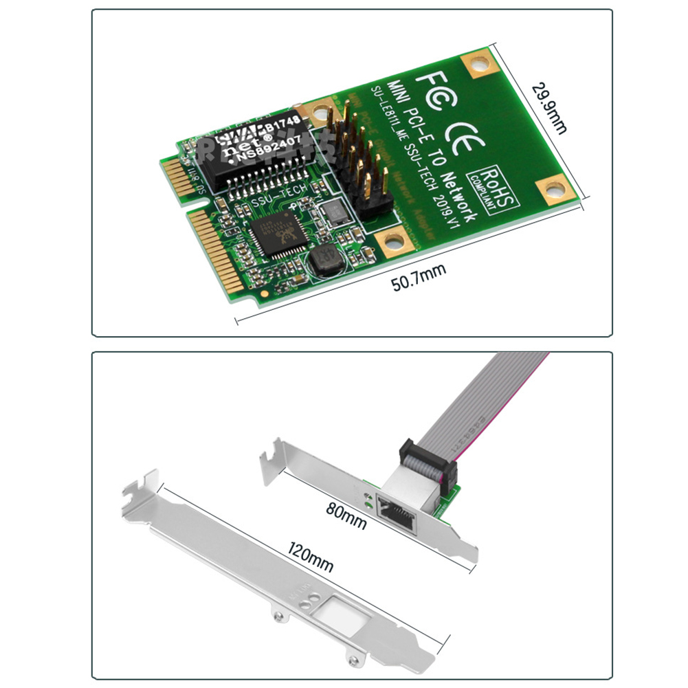 thumbnail image 2 of SSU LE8111-ME MINI PCI-E Gigabit Tarjeta de red con cable RJ45 Ethernet LAN Tarjeta PCI, 2 of 9