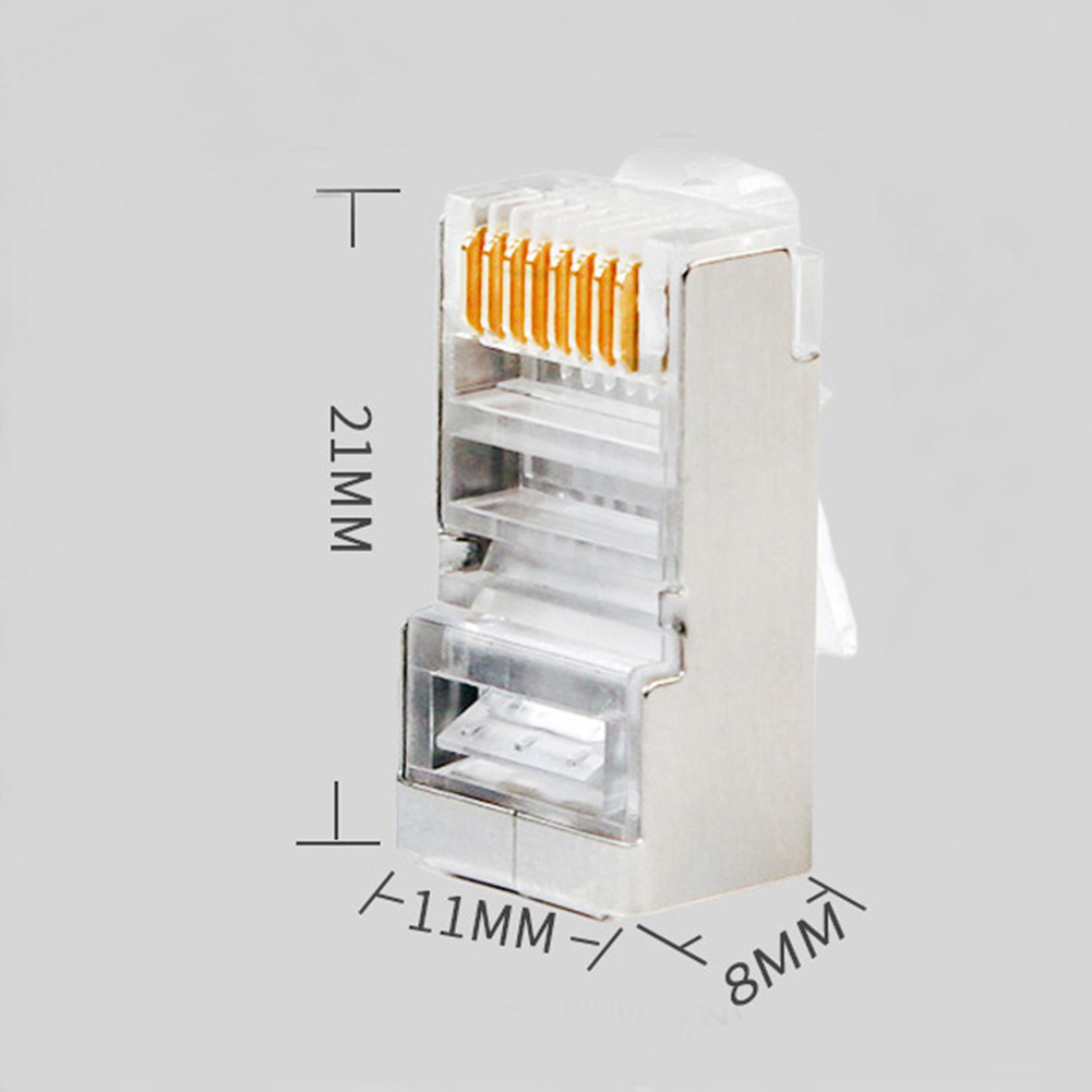 thumbnail image 2 of Transparent Gold Plated Cat6 RJ45 Ethernet Cables Module Plug Professional Portable Network Connector Crystal Head, 2 of 6