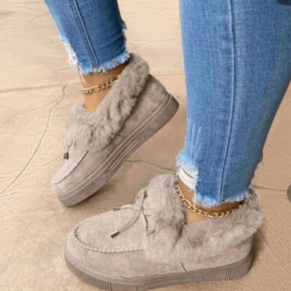 thumbnail image 2 of Zapatos de algodón cálidos de invierno para mujer felpa de fondo plano, 2 of 2