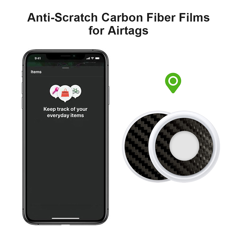 thumbnail image 4 of Película protectora para Apple AirTag Protector de piel antirrayas de fibra de carbono negro, 4 of 6