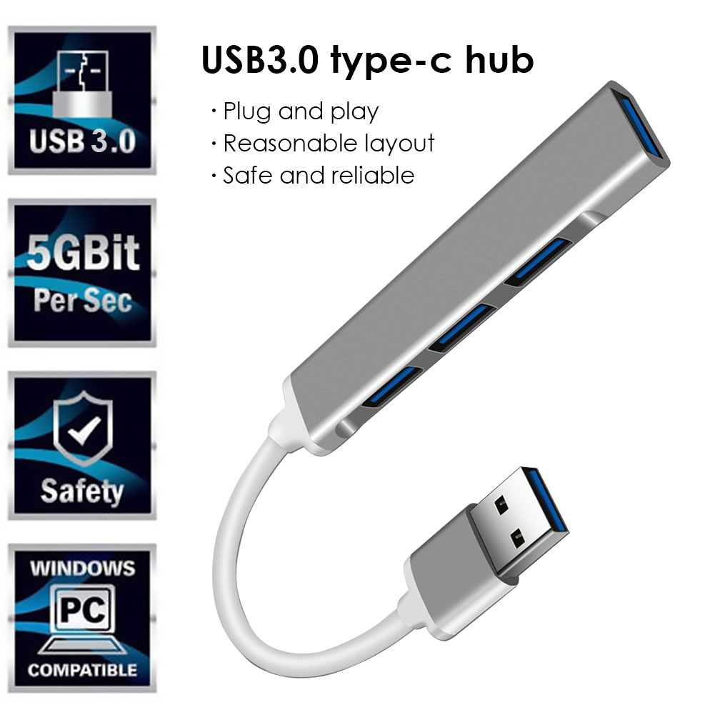 thumbnail image 4 of USB 3.0 Type-C Hub USB C Hub 4 Ports Multi Splitters Adapter for PC Computers, 4 of 6