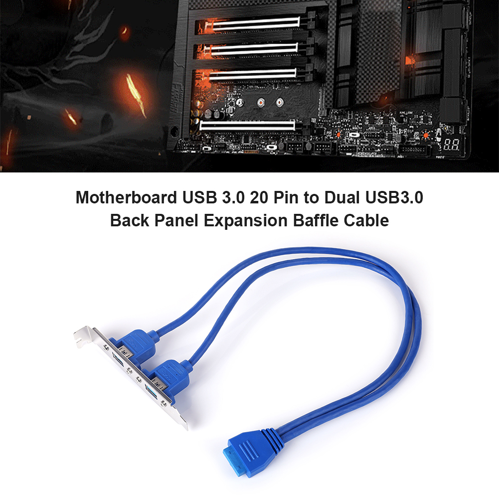 thumbnail image 4 of 20 Pin to Dual USB3.0 Baffle Adapter Cable USB 3.0 Back Panel Expansion Bracket, 4 of 7
