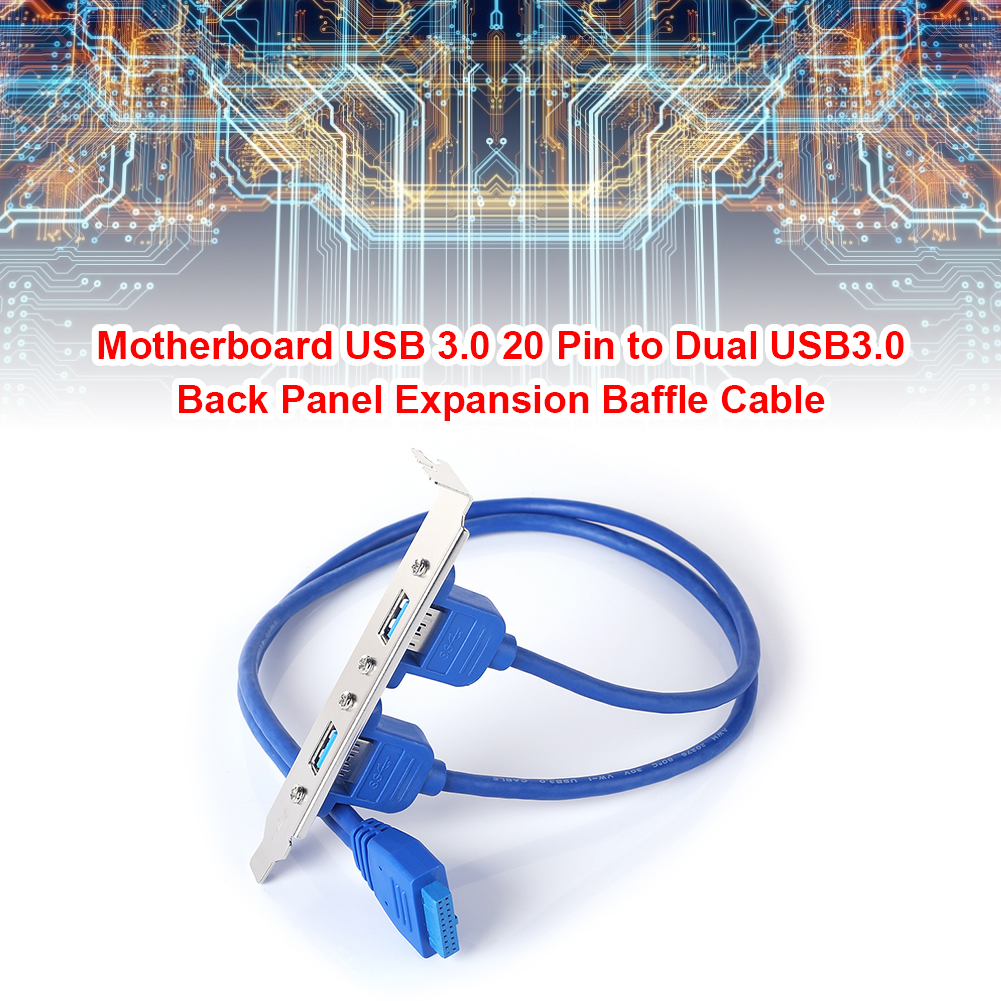 thumbnail image 5 of 20 Pin to Dual USB3.0 Baffle Adapter Cable USB 3.0 Back Panel Expansion Bracket, 5 of 7