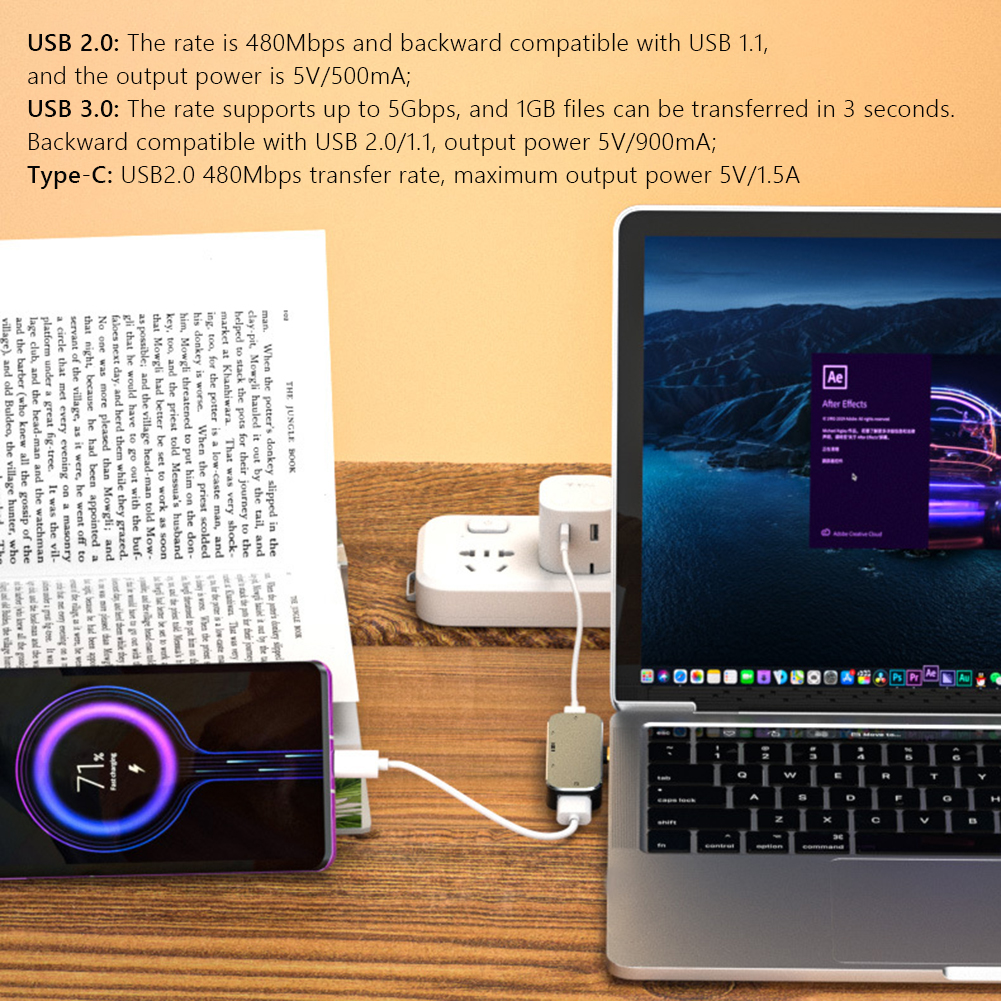 thumbnail image 4 of Type-C Extension Hub to 3.5 PD100W USB3.0/USB2.0/USB3.1 HDMI-Compatible Splitter, 4 of 6